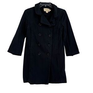 J Crew Trench Coat Women Size 8 Classic Twill Chino Double Breasted Blue Preppy